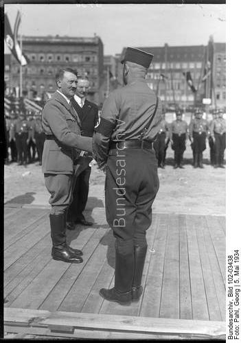 Adolf Hitler at the laying of the foundation stone to the new build Reichsbank in Berlin